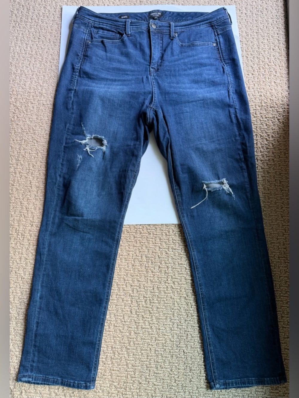 Curves 360 by NYDJ, Dark Blue Distressed Jeans